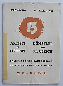 Artexhibition of the "Group 13" in the Domenicaner Gallery Bolzano 1954
