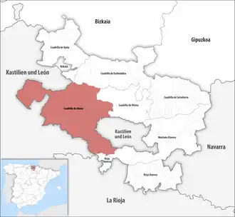 Die Lage der Comarca Cuadrilla de Añana in der Provinz Álava