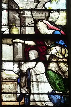 Kreuzabnahme und Henri I. de Montmorency mit dem heiligen Hadrian, Stifter