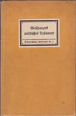 ÖB 1, H. v. Hofmannsthal (Hrsg.): Grillparzers politisches Testament