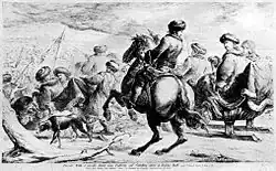 Friedrich Wilhelm der Große führt seine Fußvolk auf Schlitten über das Frische Haff, 1679, um 1783