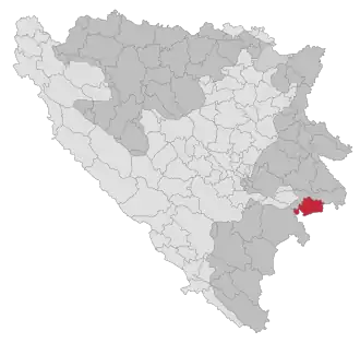 Lage der Gemeinde Čajniče in Bosnien und Herzegowina (anklickbare Karte)