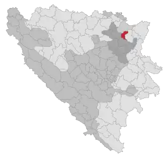 Lage der Gemeinde Čelić in Bosnien und Herzegowina (anklickbare Karte)
