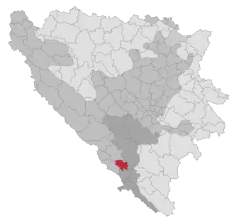 Lage der Gemeinde Čitluk in Bosnien und Herzegowina (anklickbare Karte)