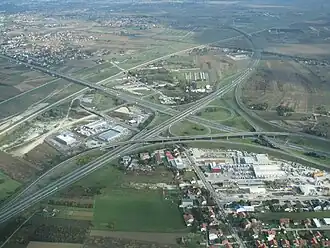 Das Autobahnkreuz Lučko bei Zagreb zwischen der A3 und der A1.