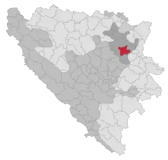 Lage der Gemeinde Živinice in Bosnien und Herzegowina (anklickbare Karte)