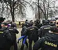 Mitglieder der OMON während einer Demonstration 2017