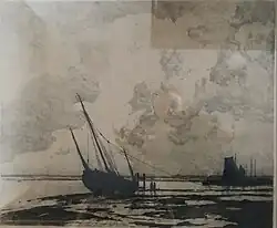 Radierung „Bei Ebbe“