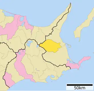 Lage Nakashibetsus in der Präfektur