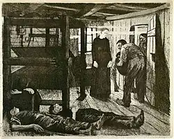 Ende, Blatt 6 aus dem Zyklus „Ein Weberaufstand“, 1893–97, Strichätzung, Aquatinta, Schmirgel und Polierstahl, Kn 38