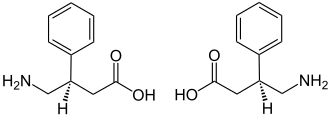 Struktur von Phenibut (β-Phenyl-γ-amino­butter­säure)