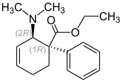 Strukturformel von (1R,2R)-cis-Tilidin