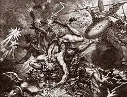 Michael Heinrich Rentz: „Sturz der Engel“, Illustration aus „Das christliche Jahr“ 1. H. der Dreißigerjahre des 18. Jh.