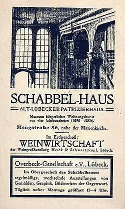 Anzeige mit Werbung für die Overbeck-Gesellschaft (1922)