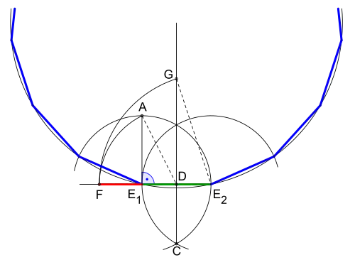 Teil der Konstruktionsskizze bei gegebener Seitenlänge