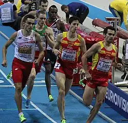 Kevin López (hier in führender Position in einem Hallenrennen) kam auf den sechsten&nbsp;Platz