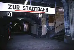 Unterführung in Richtung nördliches Stationsgebäude, Jänner 1979