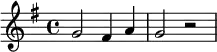 {\key g \major \time 4/4 g'2 fis'4 a' g'2 r2}