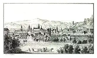 Graz von Osten zur Innenstadt, um 1830, Lith. Anstalt J.F. Kaiser, Graz