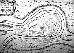 Alte Karte der Stadt und des Schlosses