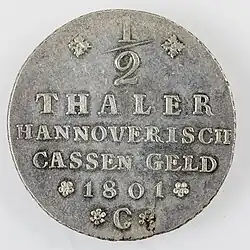 1/2 Thaler Hannoverisch Cassengeld 1801 (Welter 2849)