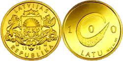 100-Latu-Goldmünze (1998)