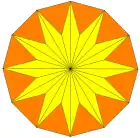 12 gleichseitige Dreiecke und 24 gleichschenklige Dreiecke