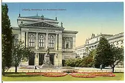 Neues Gewandhaus mit Mendelssohn-Denkmal (1911)