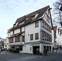 Ehemaliges „Café Greiner“, heute „Restaurant am Paleis“ in der Bocksgasse 14 in Schwäbisch Gmünd
