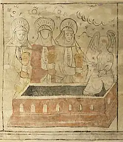 Drei Frauen am leeren Grab