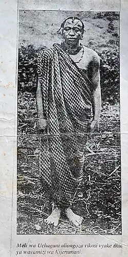 Manga Meli called „Chief Meli“ captured and killed by hanging for alleged participating in an revolt against der „Deutsche Schutztruppe“ in Old Moschi