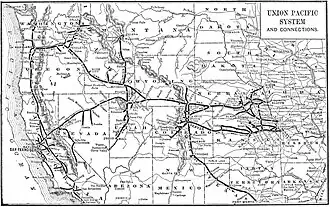 Ogden im Streckennetz der Union Pacific Railway, 1891