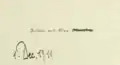 Visitenkarte gemeinsam mit Olga Schnitzer, Dezember 1911