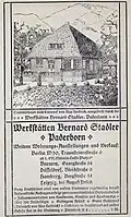 Werbeanzeige der Fa. Bernard Stadler von 1914 im Katalog der Werkbundausstellung Köln.