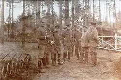 Besuch des Div. Kdr. und der österreichischen Kdr. K.u.K. IR. 64 im Sumpfwalde Baranowitschi Oktober 1916