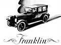 Werbung für den Franklin Modell 9-B mit luftgekühltem Sechszylindermotor (1921). Der Sedan kostete US$ 3600.[27]