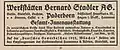 Werbeanzeige der Fa. Bernard Stadler von 1922