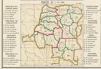 Karte der Distrikte und Provinzen von 1926
