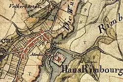 Schloss Rimburg mit Mühlen auf der Tranchotkarte1805/1807