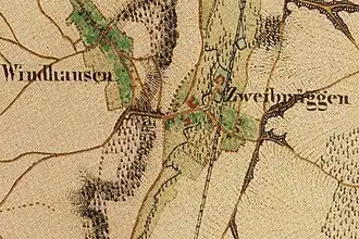 Zweibrüggen auf der Uraufnahme von 1846