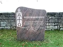 Grabstein Pfarrer Otto Kohler (* 31. März 1909 in Mülheim an der Ruhr; † 31. Oktober 1984 in Veringenstadt) war katholischer Geistlicher und im KZ Dachau inhaftiert.