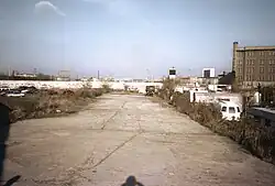 Standort des ehemaligen Potsdamer Ringbahnhofs, Blick Richtung Leipziger Platz, 1986