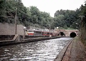 Treidelbahngleis (Spurweite 600 mm) bei Arzviller am Canal de la Marne au Rhin