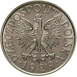 Złoty-Münze mit der von 1927 bis 1939 sowie seit 1989 geprägten Darstellung