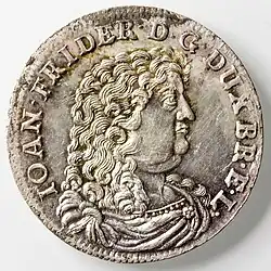 2/3 Thaler („Palmbaumgulden“), Fürstentum Calenberg, Johann Friedrich 1677 (Welter 1728)