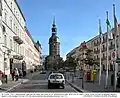 Bad Schandau: Führung der B&nbsp;172 über den Marktplatz, Blick in Fahrtrichtung Schmilka (Aufnahme 2008)