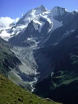 Der Zinalgletscher vor Dent Blanche und Grand Cornier