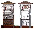 Aufriss eines Holz- und eines Steinturms des Odenwaldlimes im Vergleich