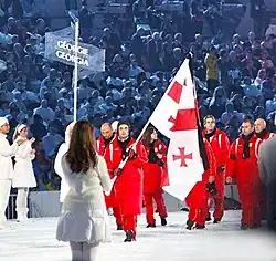Abramaschwili als Fahnenträger bei der Eröffnungsfeier der Olympischen Winterspiele 2010