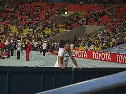 Der Titelverteidiger und Olympiasieger von 2004 Kōji Murofushi erreichte Platz&nbsp;fünf